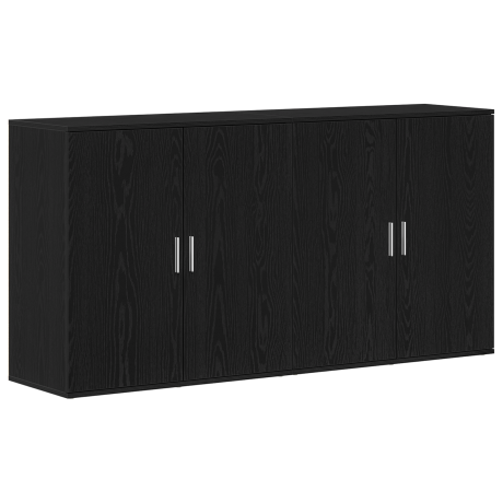 vidaXL Dressoir 2 pcs Zwart Eiken 79 x 38 x 80 cm Bewerkt hout afbeelding2 - 1