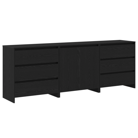 vidaXL Dressoir met lade 3 pcs Zwart 70 x 41 x 75 cm Bewerkt hout afbeelding2 - 1