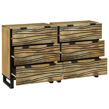 vidaXL Dressoir set 2 pcs Naturel 60 x 33,5 x 75 cm Massief Mango Hout afbeelding2 - 1
