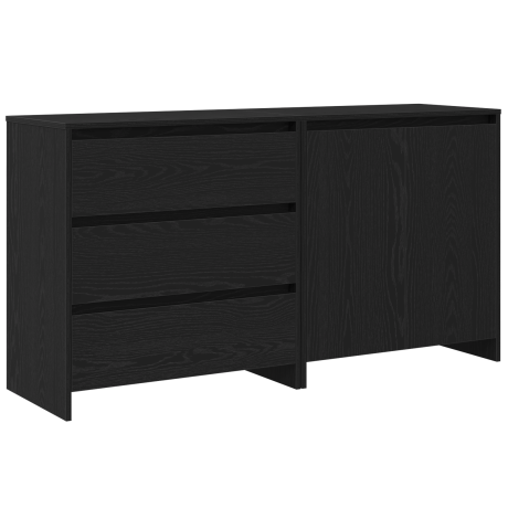 vidaXL Dressoir met lade 2 pcs Zwart 70 x 41 x 75 cm Bewerkt hout afbeelding2 - 1