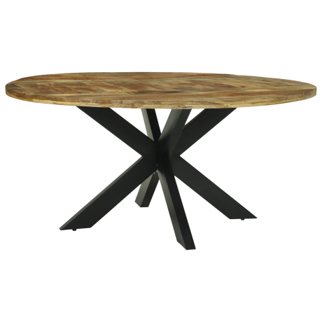 vidaXL Eettafel Rond Ø160x76 cm Massief Hout Ruige Mango afbeelding2 - 1