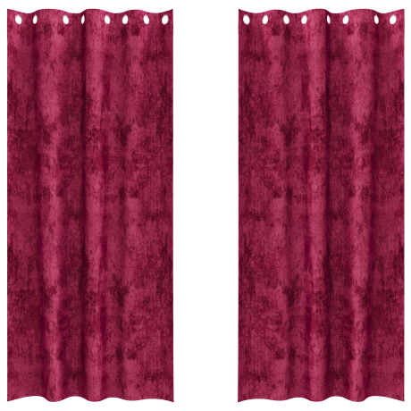 vidaXL Fluwelen Gordijnen 2 stuks met Oogjes Bordeauxrood 245x140 cm afbeelding2 - 1