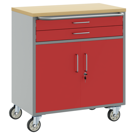 vidaXL Gereedschapskast met wielen en slot 75x45x85 cm staal rood afbeelding2 - 1