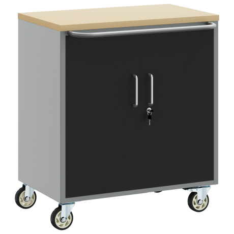 vidaXL Gereedschapskast met wielen en slot 75x45x85 cm staal zwart afbeelding2 - 1