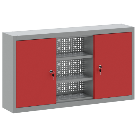 vidaXL Gereedschapskast wandmontage pegboard 100x20x55 cm staal rood afbeelding2 - 1