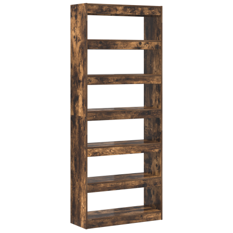 vidaXL Boekenkast Gerookt eiken 80 x 30 x 198 cm Bewerkt hout afbeelding2 - 1