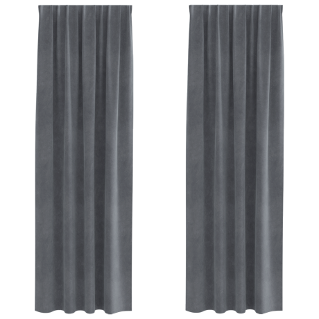 vidaXL Gordijnen 2 st verduisterend met band fluweel superlichtgrijs afbeelding2 - 1
