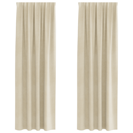 vidaXL Gordijnen 2 st verduisterend met bovenband fluweel crèmekleurig afbeelding2 - 1