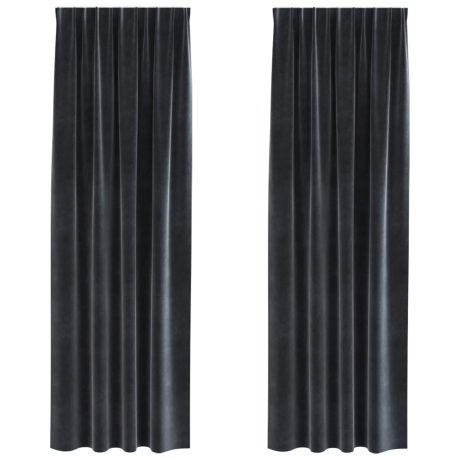 vidaXL Verduisterende gordijnen 2 pcs Donkergrijs 140 x 225 cm Fluweel afbeelding2 - 1