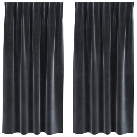 vidaXL Verduisterende gordijnen 2 pcs Donkergrijs 140 x 175 cm Fluweel afbeelding2 - 1