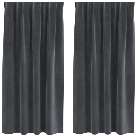 vidaXL Gordijnen 2 st verduisterend met bovenband fluweel lichtgrijs afbeelding2 - 1