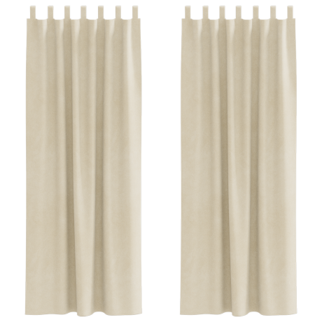 vidaXL Verduisterende gordijnen 2 pcs Crème 140 x 225 cm Fluweel afbeelding2 - 1