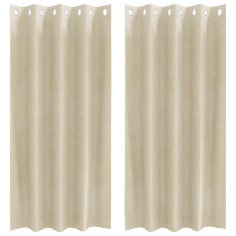 vidaXL Gordijnen 2 st verduisterend met ringen fluweel crèmekleurig afbeelding2 - 1