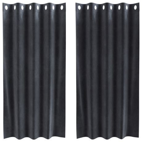vidaXL Verduisterende gordijnen 2 pcs Donkergrijs 140 x 175 cm Fluweel afbeelding2 - 1