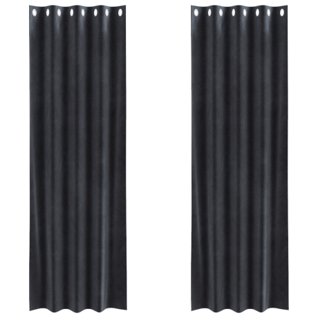 vidaXL Verduisterende gordijnen 2 pcs Donkergrijs 140 x 225 cm Fluweel afbeelding2 - 1