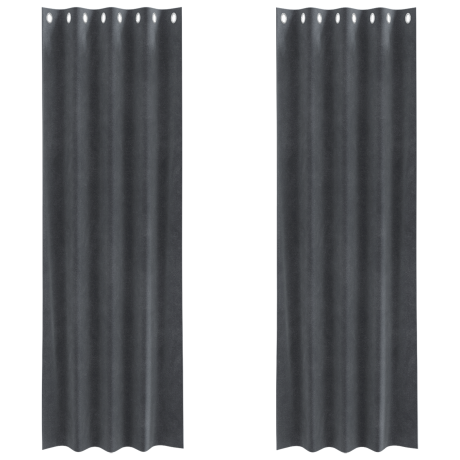 vidaXL Verduisterende gordijnen 2 pcs Lichtgrijs 140 x 245 cm Fluweel afbeelding2 - 1