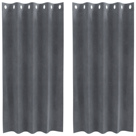 vidaXL Gordijnen 2 st verduisterend met ringen fluweel superlichtgrijs afbeelding2 - 1