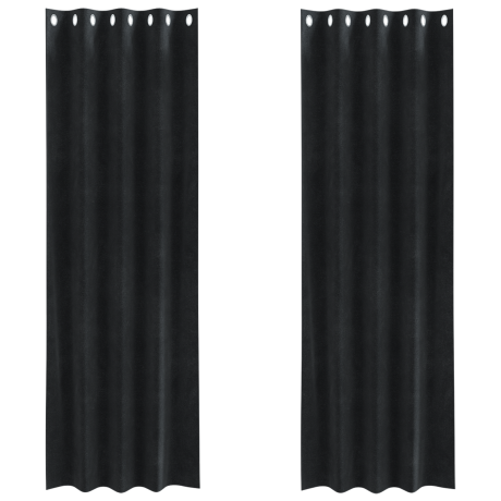vidaXL Gordijnen 2 st verduisterend met ringen fluweel zwart afbeelding2 - 1