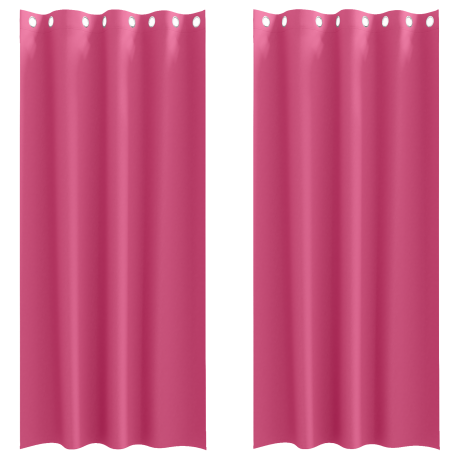 vidaXL Gordijnen met gordijnen 2 pcs Felroze 260 x 140 cm Polyester afbeelding2 - 1