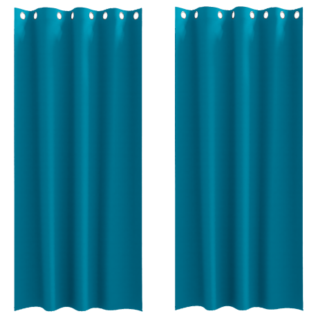 vidaXL Gordijnen met gordijnen 2 pcs Turquoise 245 x 140 cm Polyester afbeelding2 - 1