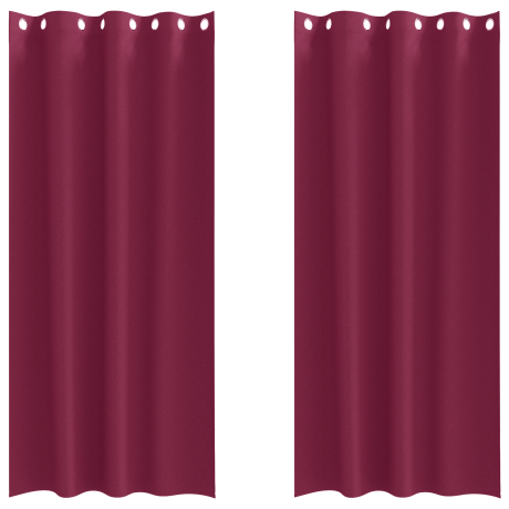 vidaXL Gordijnen met gordijnen 2 pcs Wijnrood 260 x 140 cm Polyester afbeelding2 - 1