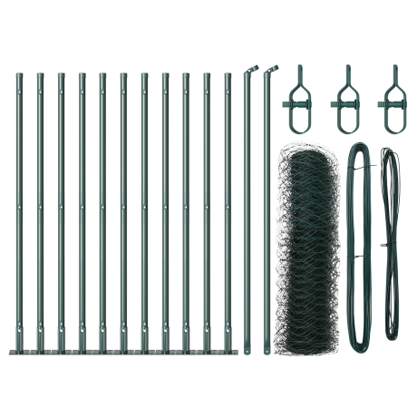 vidaXL Hexagonaal Tuinhek Groen 0.4x25 m Staal afbeelding2 - 1