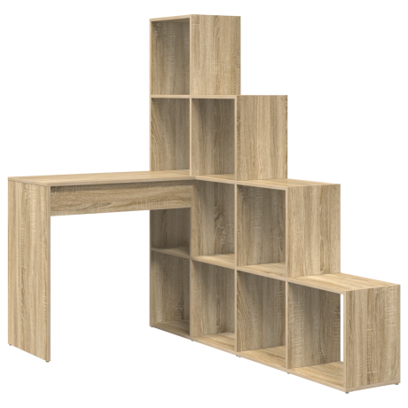 vidaXL Hoekbureau met plank met opslag Sonoma eiken 101,5 x 149,5 x 149,5 cm afbeelding2 - 1
