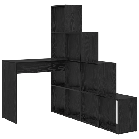 vidaXL Hoekbureau met plank met opslag Zwart eiken 101,5 x 149,5 x 149,5 cm afbeelding2 - 1