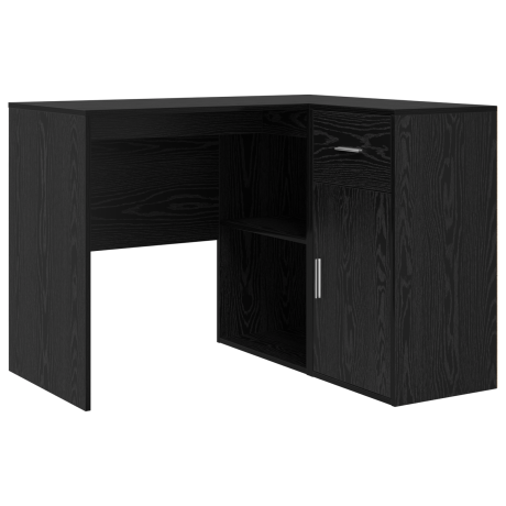 vidaXL Hoekbureau Zwart Eiken 102x88x75 cm Gelaagd Hout afbeelding2 - 1