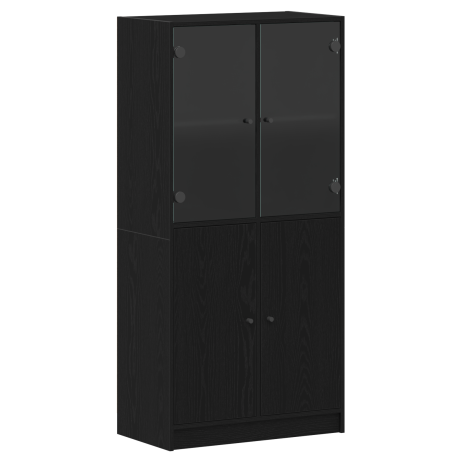 vidaXL Hoge kast Zwart Eiken 68 x 37 x 142 cm afbeelding2 - 1