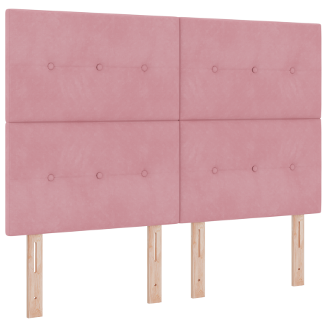 vidaXL Hoofdbord Knop Tufted Roze 160 cm Fluweel afbeelding2 - 1