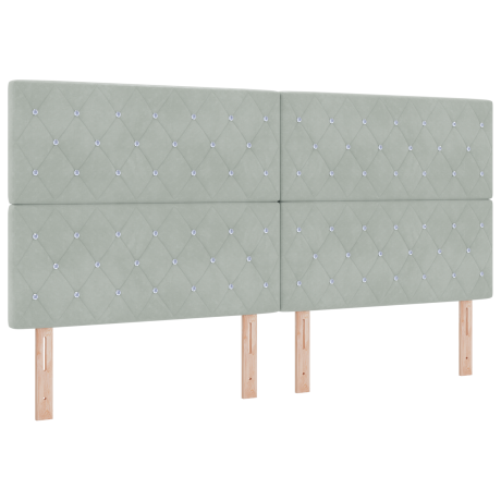 vidaXL LED Hoofdbord met hoofdeinde Lichtgrijs 200 cm Fluweel afbeelding2 - 1