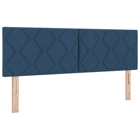 vidaXL Hoofdbord LED met ruitjes 144 cm stof blauw afbeelding2 - 1