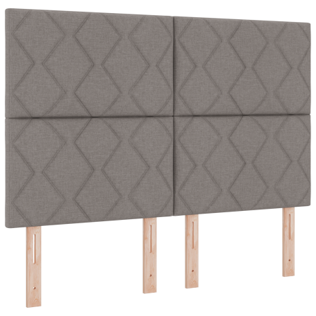 vidaXL Hoofdbord LED met ruitjes 144 cm stof taupe afbeelding2 - 1