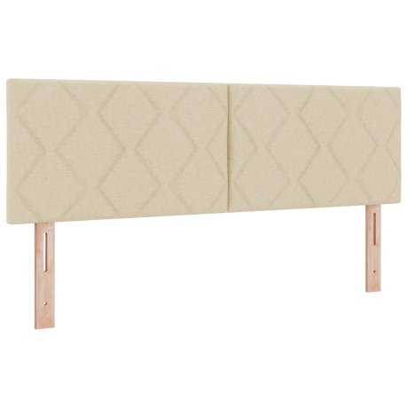 vidaXL Hoofdbord LED met ruitjes 160 cm stof crèmekleurig afbeelding2 - 1