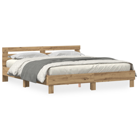 vidaXL Houten Bedframe Ambachtelijk Eiken Massief Eikenhout 200 x 200 cm afbeelding2 - 1