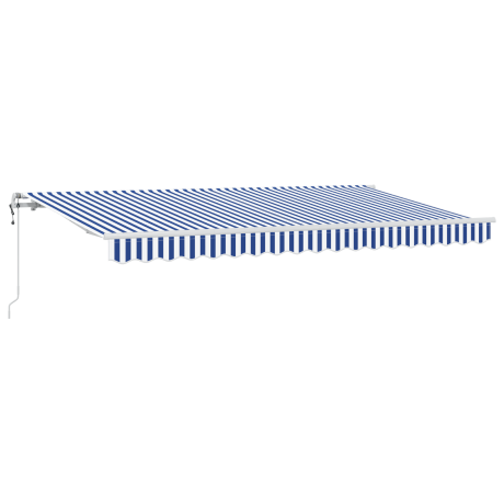 vidaXL Inklapbaar Zonnescherm Blauw en Wit 3.5 x 2 m Stof en metaal afbeelding2 - 1