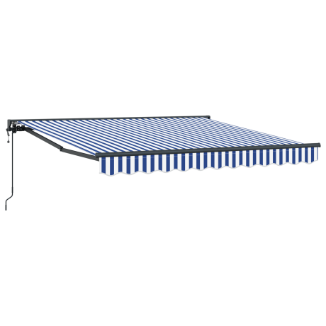 vidaXL Inklapbaar Zonnescherm Blauw en Wit 350x250 cm Acryl afbeelding2 - 1