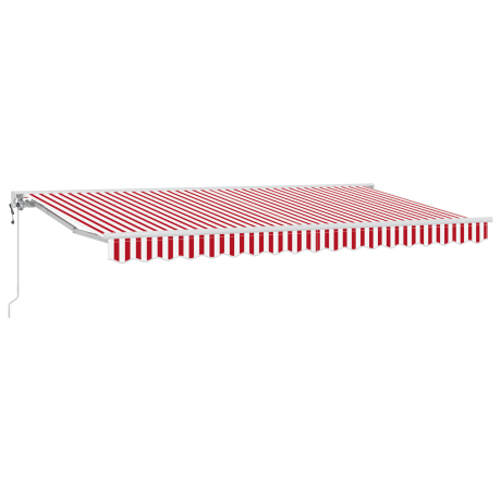 vidaXL Inklapbaar Zonnescherm Rood en Wit 400x200 cm Aluminium afbeelding2 - 1