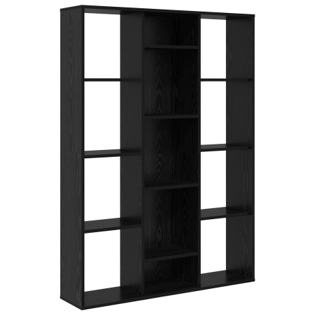 vidaXL Kamerscherm Zwart eiken 100 x 24 x 140 cm Bewerkt hout afbeelding2 - 1