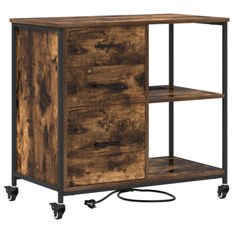 vidaXL Kantoor kast Gerookt eiken 76 x 41 x 72 cm Bewerkt hout afbeelding2 - 1