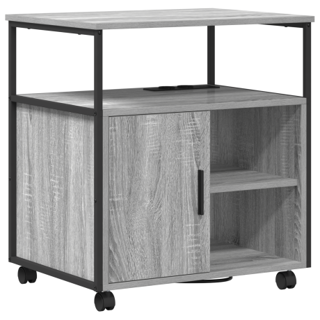 vidaXL Kantoor kast met wiel Grijs sonoma 60 x 46 x 67 cm Bewerkt hout afbeelding2 - 1