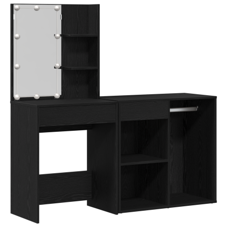 vidaXL Kaptafel met LED & Kast Zwart Eiken Bewerkt Hout afbeelding2 - 1