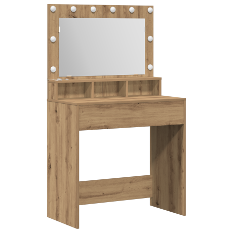 vidaXL Kaptafel met LED Verlichting - Artisan Eiken - 79 x 41 x 135 cm afbeelding2 - 1