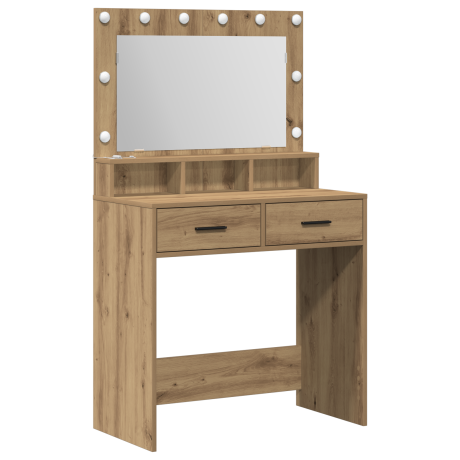 vidaXL Kaptafel met LED-verlichting Artisan Eiken 79x41x135 cm afbeelding2 - 1