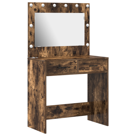 vidaXL Kaptafel met LED-verlichting - Gerookt Eiken 78,5 x 41 x 135 cm afbeelding2 - 1