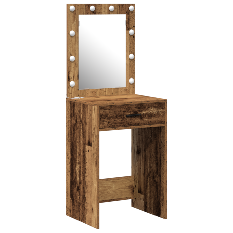 vidaXL Kaptafel met LED-verlichting - Oud Hout 50x41x135 cm afbeelding2 - 1