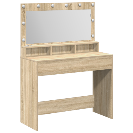 vidaXL Kaptafel met LED Verlichting - Sonoma Eiken, 100x41x135 cm afbeelding2 - 1
