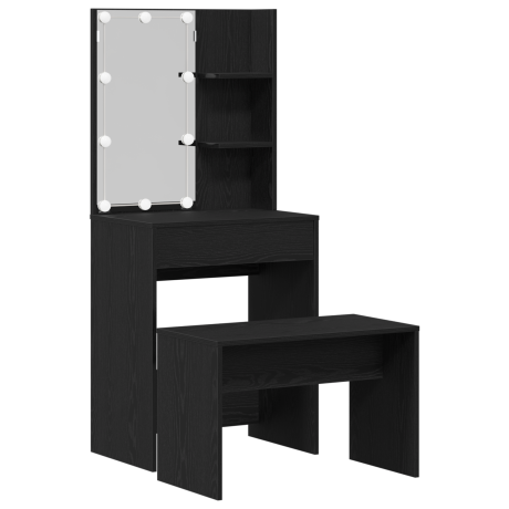 vidaXL Kaptafel Set met LED Zwart Eiken Samengesteld Hout afbeelding2 - 1