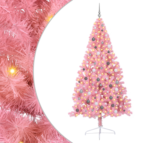 vidaXL Kerstboom met decoratieve touwlichten Roze 240 cm PVC afbeelding2 - 1